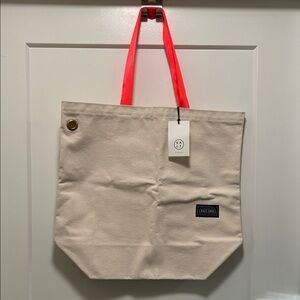 Canvas Tote Bag with Pink Handles